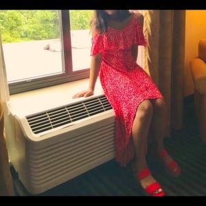 Beautiful high low red dress.